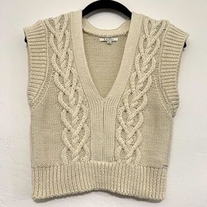 ZSupply Cable Knit Cropped Sweater Vest. Cream. Sz Small